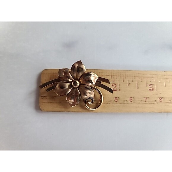 Vintage 12K GF Flower Shaped Brooch - Picture 9 of 10